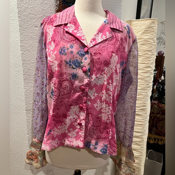 Taylor G Pink and Purple Floral Blouse - Picture 1 of 4